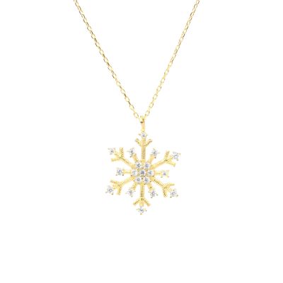 925 Sterling Silver CZ Snowflake Winter Necklace - 4
