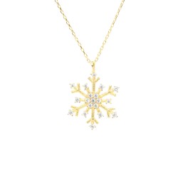 925 Sterling Silver CZ Snowflake Winter Necklace - 5