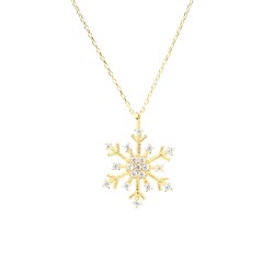 925 Sterling Silver CZ Snowflake Winter Necklace - 6