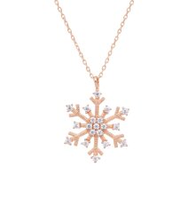 925 Sterling Silver CZ Snowflake Winter Necklace - 3