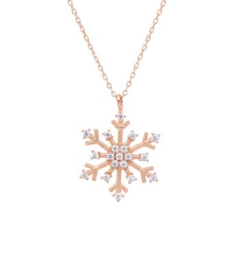 925 Sterling Silver CZ Snowflake Winter Necklace - 3