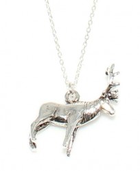 925 Sterling Silver Deer Necklace, - 2