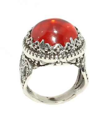 925 Sterling Silver Design Ring with Garnet - 2