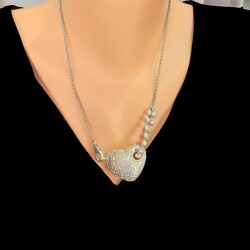 925 Sterling Silver Doch Chain Heart Necklace - Nusrettaki (1)