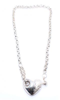 925 Sterling Silver Doch Chain Heart Necklace - 3
