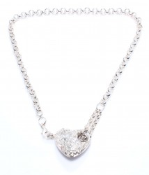 925 Sterling Silver Doch Chain Heart Necklace - 4