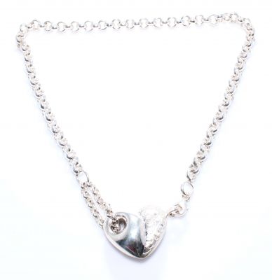 925 Sterling Silver Doch Chain Heart Necklace - 5