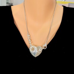 925 Sterling Silver Doch Chain Heart Necklace - Nusrettaki