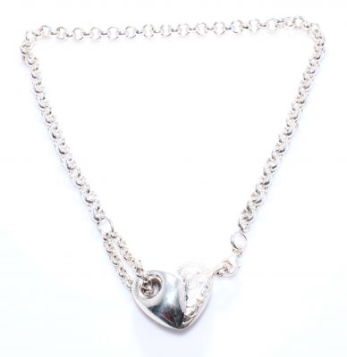 925 Sterling Silver Doch Chain Heart Necklace - 5