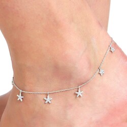 925 Sterling Silver double size Star Anklet - 1