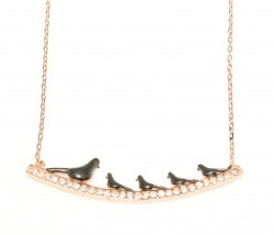 925 Sterling Silver Dove Necklace, Rose Gold Plated - Nusrettaki