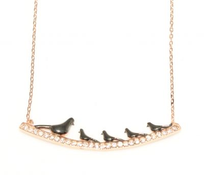 925 Sterling Silver Dove Necklace, Rose Gold Plated - 1