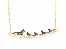 925 Sterling Silver Dove Necklace, Yellow Gold Plated - Nusrettaki