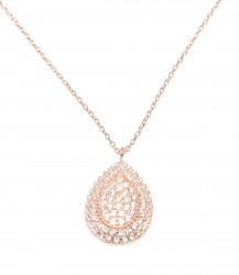 925 Sterling Silver Drop Necklace, Rose Gold Plated - Nusrettaki (1)