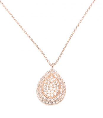 925 Sterling Silver Drop Necklace, Rose Gold Plated - 2