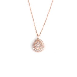 925 Sterling Silver Drop Necklace, Rose Gold Plated - Nusrettaki