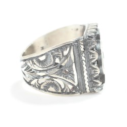 925 Sterling Silver Elif & Vav Letter Men's Ring - 3