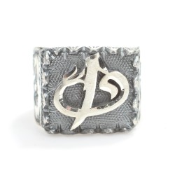 925 Sterling Silver Elif & Vav Letter Men's Ring - 4