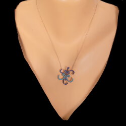 925 Sterling Silver Elif & Vav Letters Model Necklace with CZ - Nusrettaki