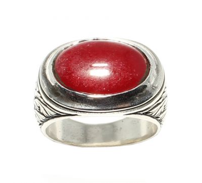 925 Sterling Silver Ellipse Agate stone Pattern Men Ring - 3