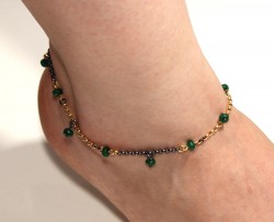 925 Sterling Silver Emerald stone Anklet - Nusrettaki (1)