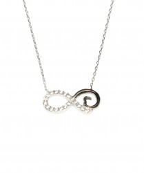 925 Sterling Silver Eternity Necklace, White Gold Vermeil - 7