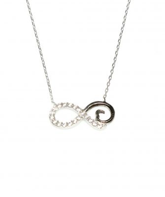 925 Sterling Silver Eternity Necklace, White Gold Vermeil - 7