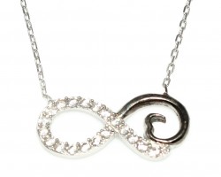 925 Sterling Silver Eternity Necklace, White Gold Vermeil - 6