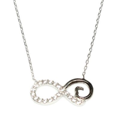 925 Sterling Silver Eternity Necklace, White Gold Vermeil - 8