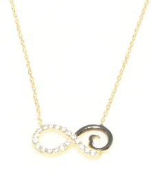 925 Sterling Silver Eternity Necklace, White Gold Vermeil - 10