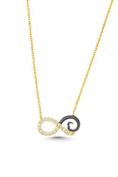 925 Sterling Silver Eternity Necklace, White Gold Vermeil - 3