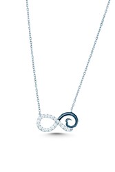 925 Sterling Silver Eternity Necklace, White Gold Vermeil - 5
