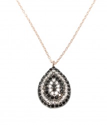 925 Sterling Silver Evil Eye Drop Necklace, Rose Gold Plated - Nusrettaki