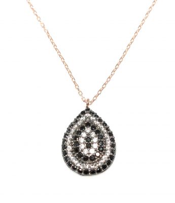925 Sterling Silver Evil Eye Drop Necklace, Rose Gold Plated - 1