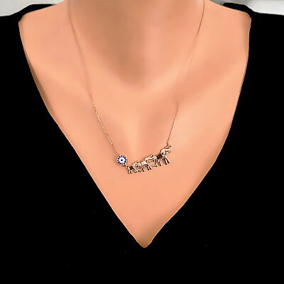 925 Sterling Silver Evil Eye & Elephant Luck Necklace - 3