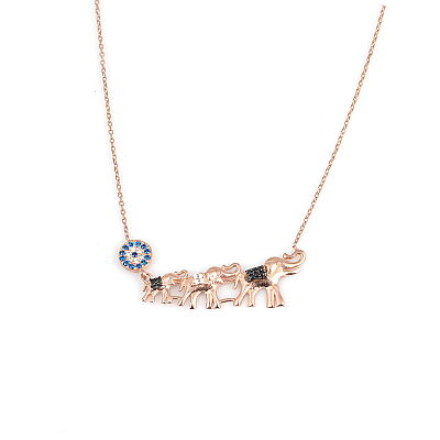 925 Sterling Silver Evil Eye & Elephant Luck Necklace - 4