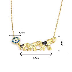 925 Sterling Silver Evil Eye & Elephant Luck Necklace - 3