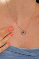 925 Sterling Silver Evil Eye in a Hoop Necklace - Nusrettaki (1)