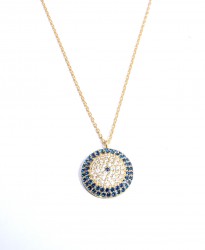 925 Sterling Silver Evil Eye Necklace, Gold Plated - 1