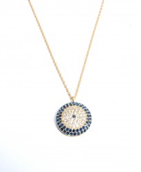 925 Sterling Silver Evil Eye Necklace, Gold Plated - Nusrettaki