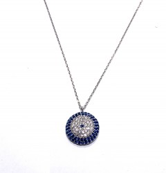 925 Sterling Silver Evil Eye Necklace, White Gold Plated - Nusrettaki (1)