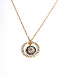 925 Sterling Silver Evil Eye Necklace, Gold Plated - 2