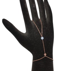 925 Sterling Silver Evil Eye & Snowflake Model Hand Ring Bracelet - Nusrettaki