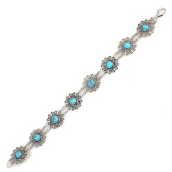 925 Sterling Silver Filigree Bracelet with Turquoise Stone - Nusrettaki (1)