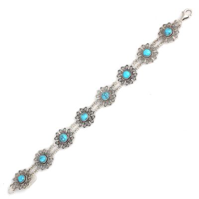 925 Sterling Silver Filigree Bracelet with Turquoise Stone - 2