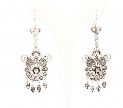 925 Sterling Silver Flower Design Chandelier Filigree Earring - Nusrettaki