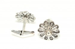 925 Sterling Silver Flower Model Cufflink - Nusrettaki (1)