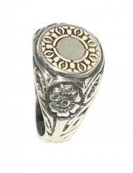 925 Sterling Silver Flower Patterned Ring - Nusrettaki (1)