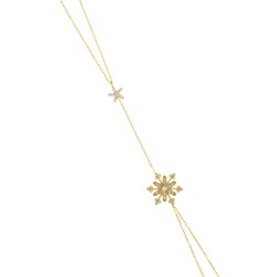 925 Sterling Silver Flowering Snowflake Hand Bracelet - 6