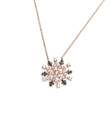925 Sterling Silver Frozen Snowflake Necklace - 1